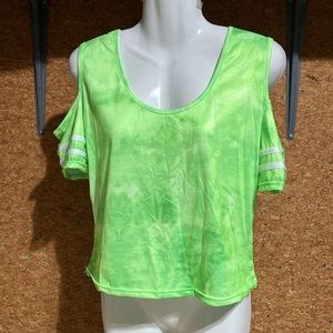 Distressed Yellow Green Top w/ Cold Shoulder by True Rock sz L